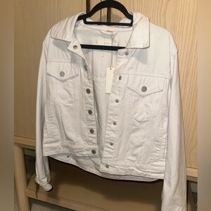 Blank NYC DENIM White Jean Jacket w crystal fringe